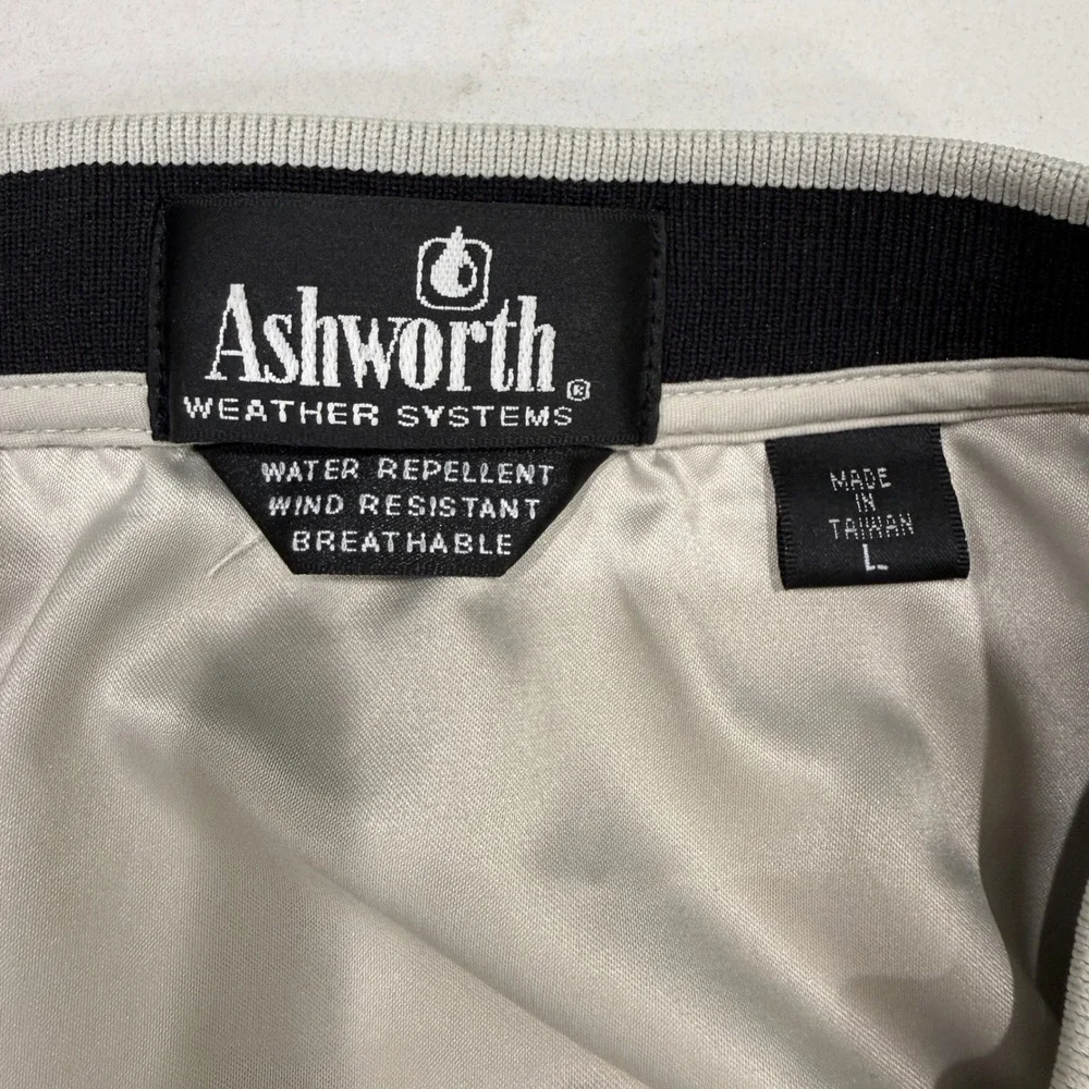 Ashworth Golf Vest Mens Large Beige Weather Systems Wind Resistant AM2610